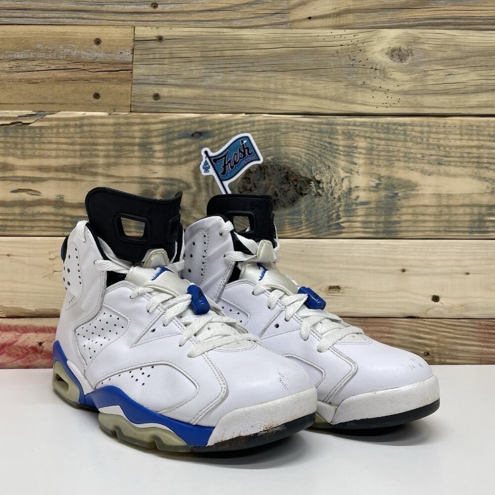 Nike Air Jordan 6 Retro Sports Casual Sneakers Men's Size 8 White Blue